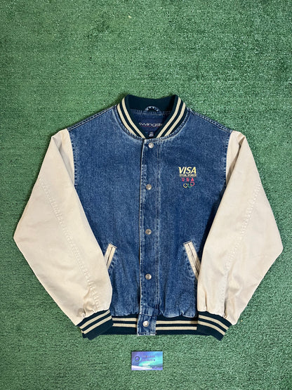 Vintage Visa Olympics denim varsity jacket