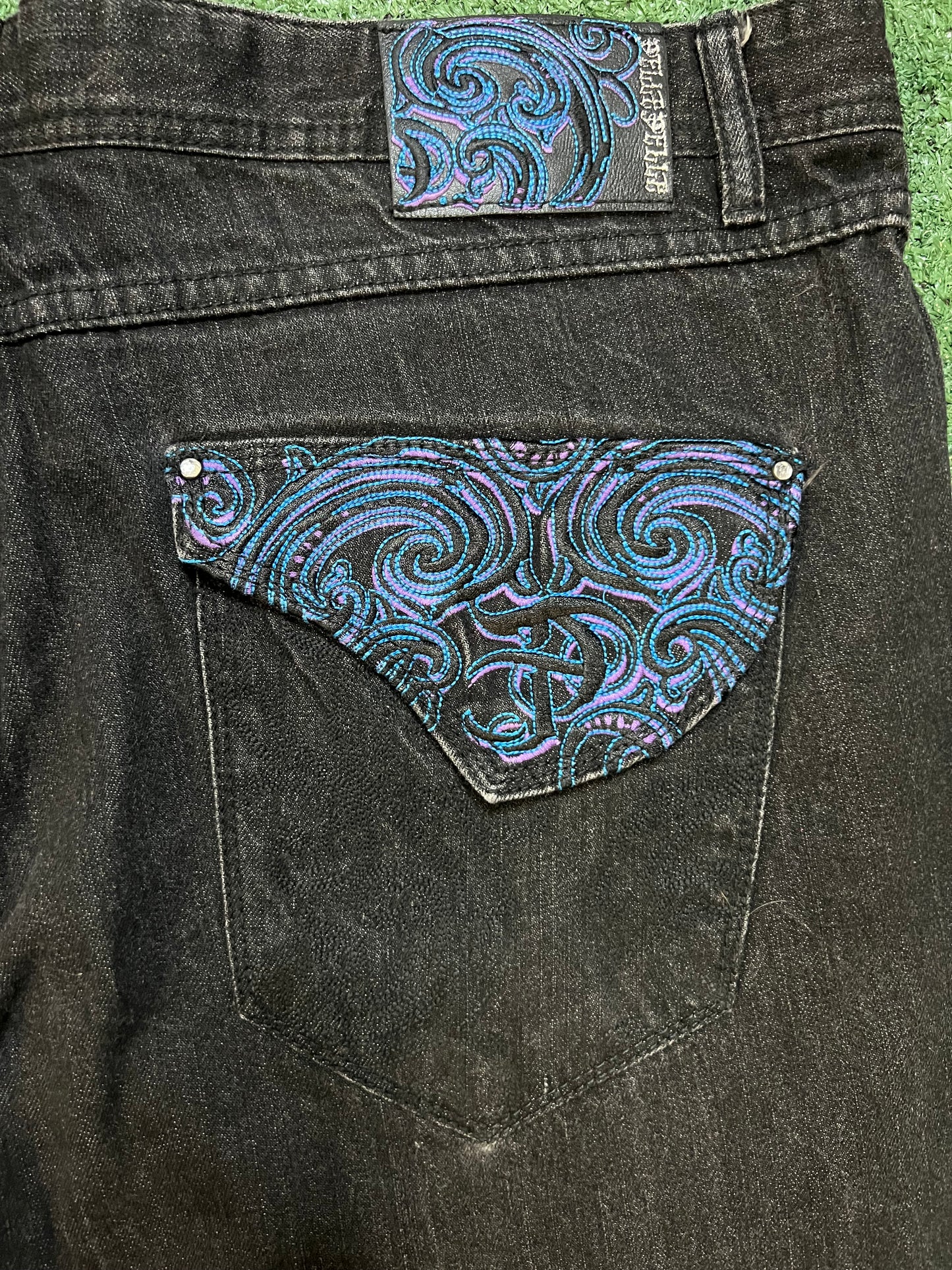 Vintage Pelle Pelle embroidered spiral jeans