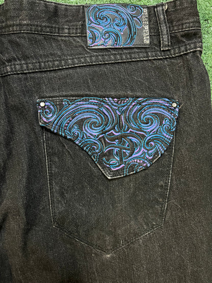 Vintage Pelle Pelle embroidered spiral jeans
