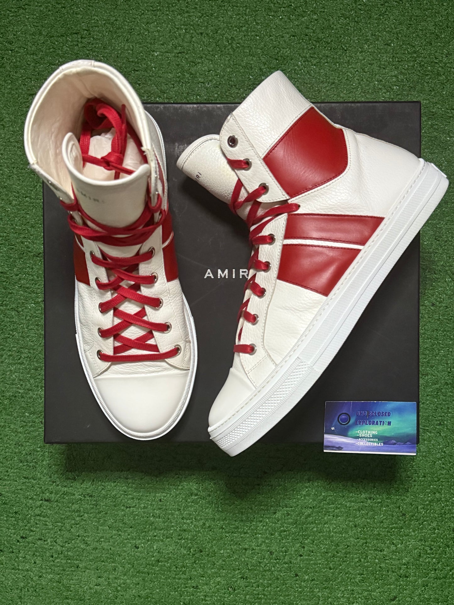 Amiri Sunset Leather Sneaker White Red 12 Men/45 EU “Preowned”
