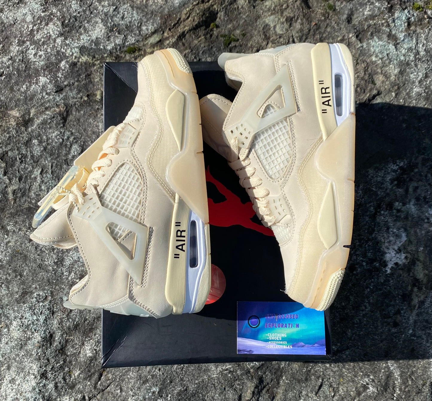 Off white sail jordan 4 size 5.5youth/7women