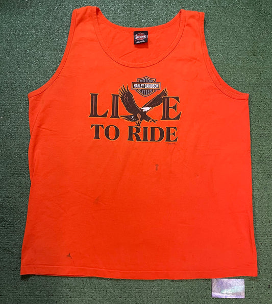 Vintage I like to ride Harley Davidson orange Tacoma tank top