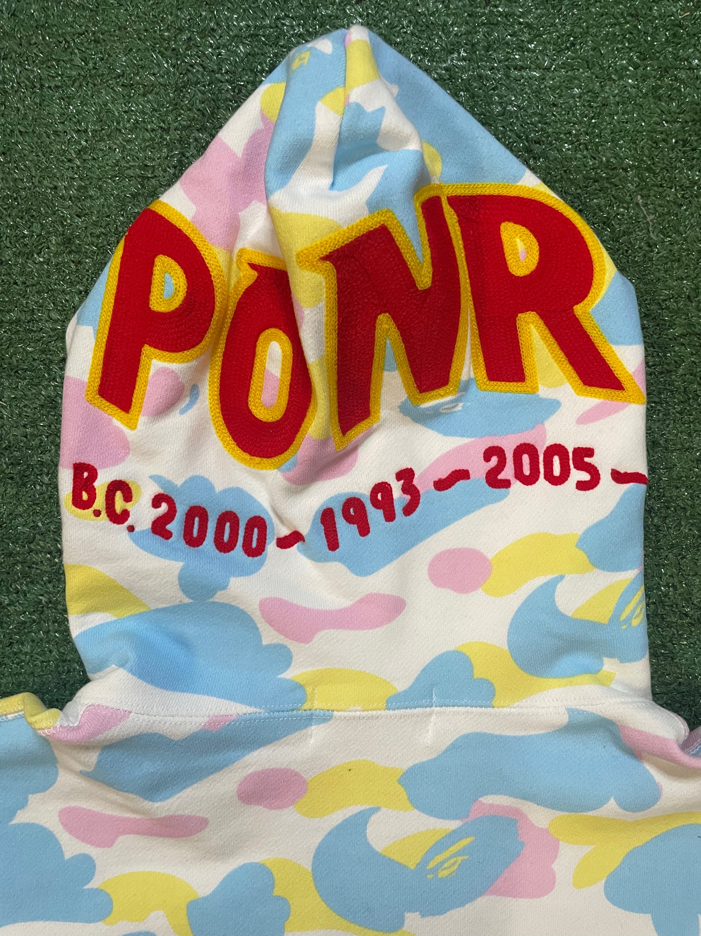 Bape white multi camo cotton candy shark hoodie