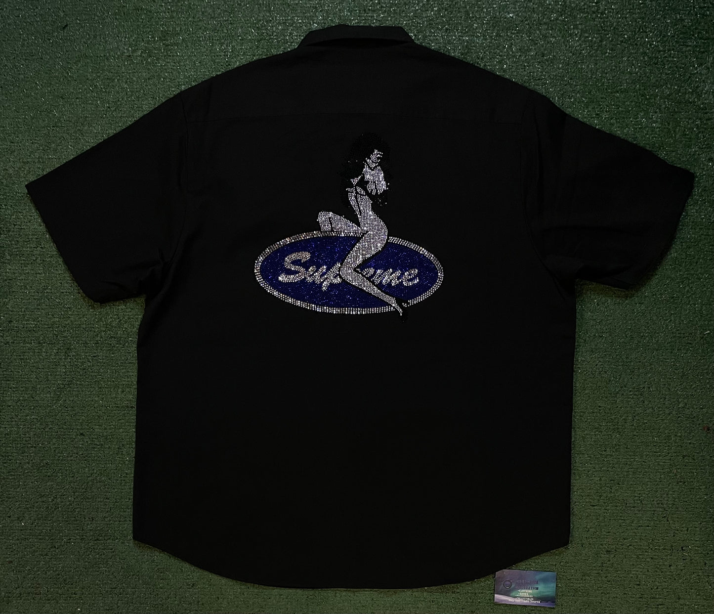 Supreme rhinestone pin up work shirt