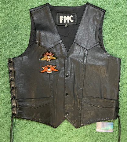 Vintage Harley Davidson leather embroidered wings vest
