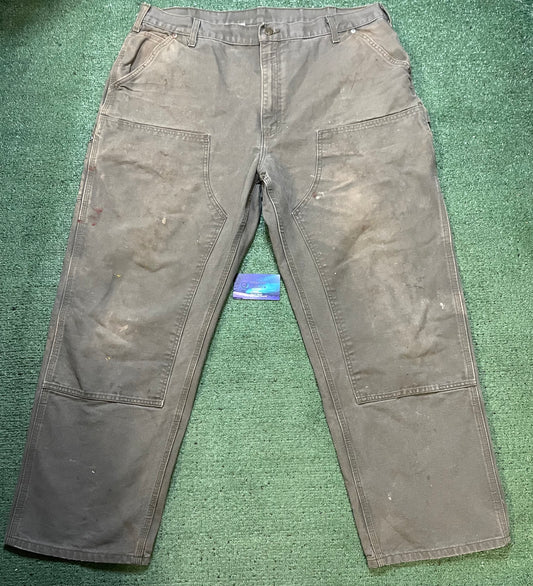 Carhartt olive distressed double knees