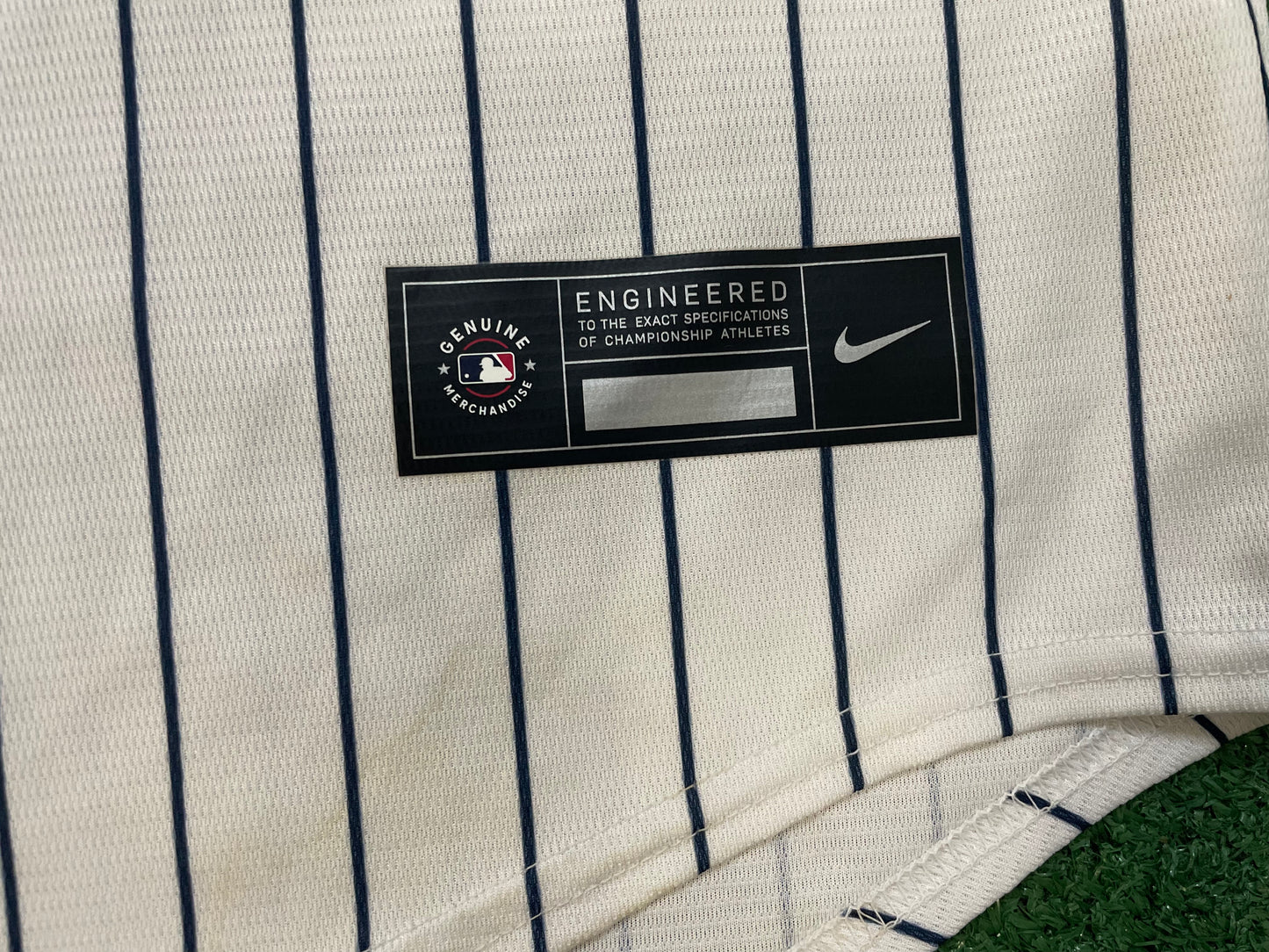 New York Yankees pinstripe white and navy jersey