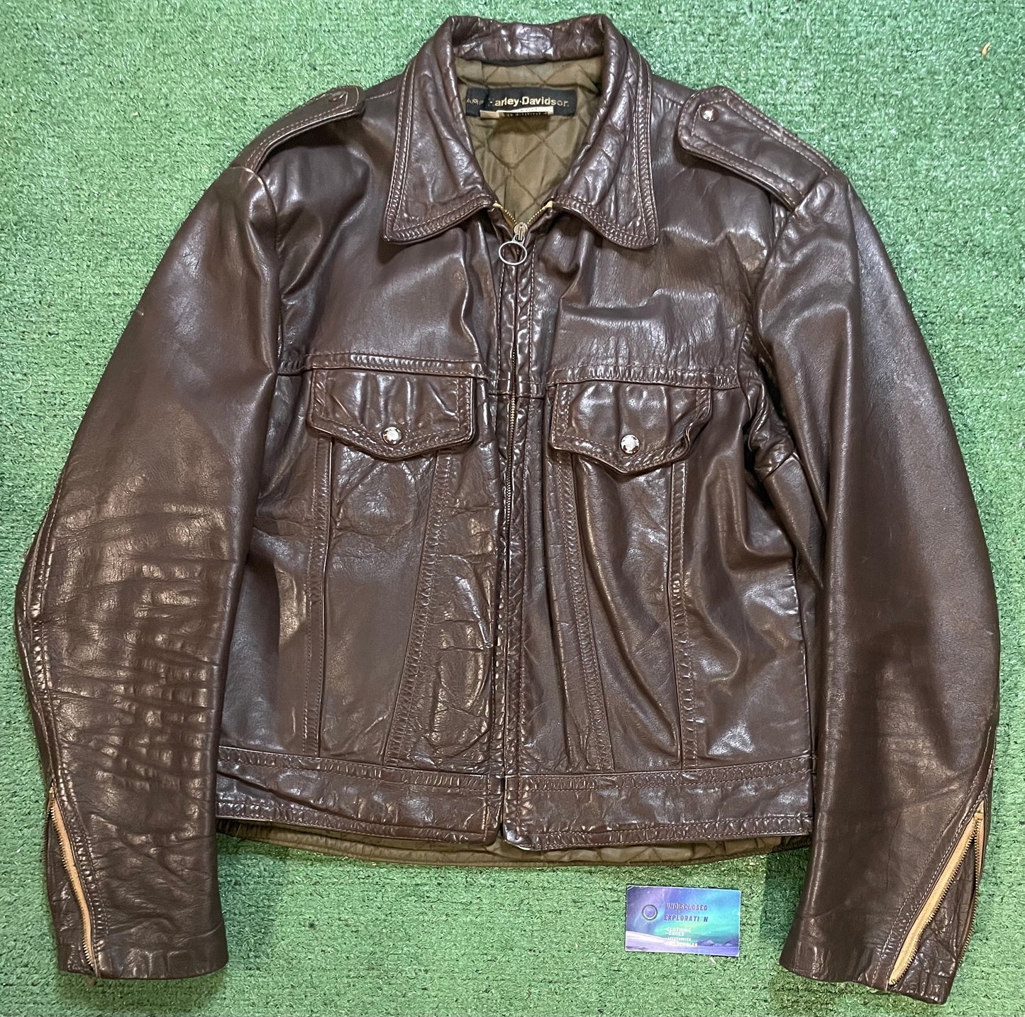 Vintage 1970s Harley Davidson amf leather brown jacket