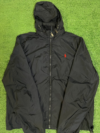 Polo Ralph Lauren Black and Red zip up windbreaker jacket