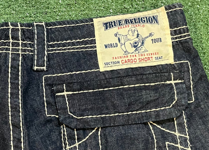 Vintage True Religion dark wash cargo shorts