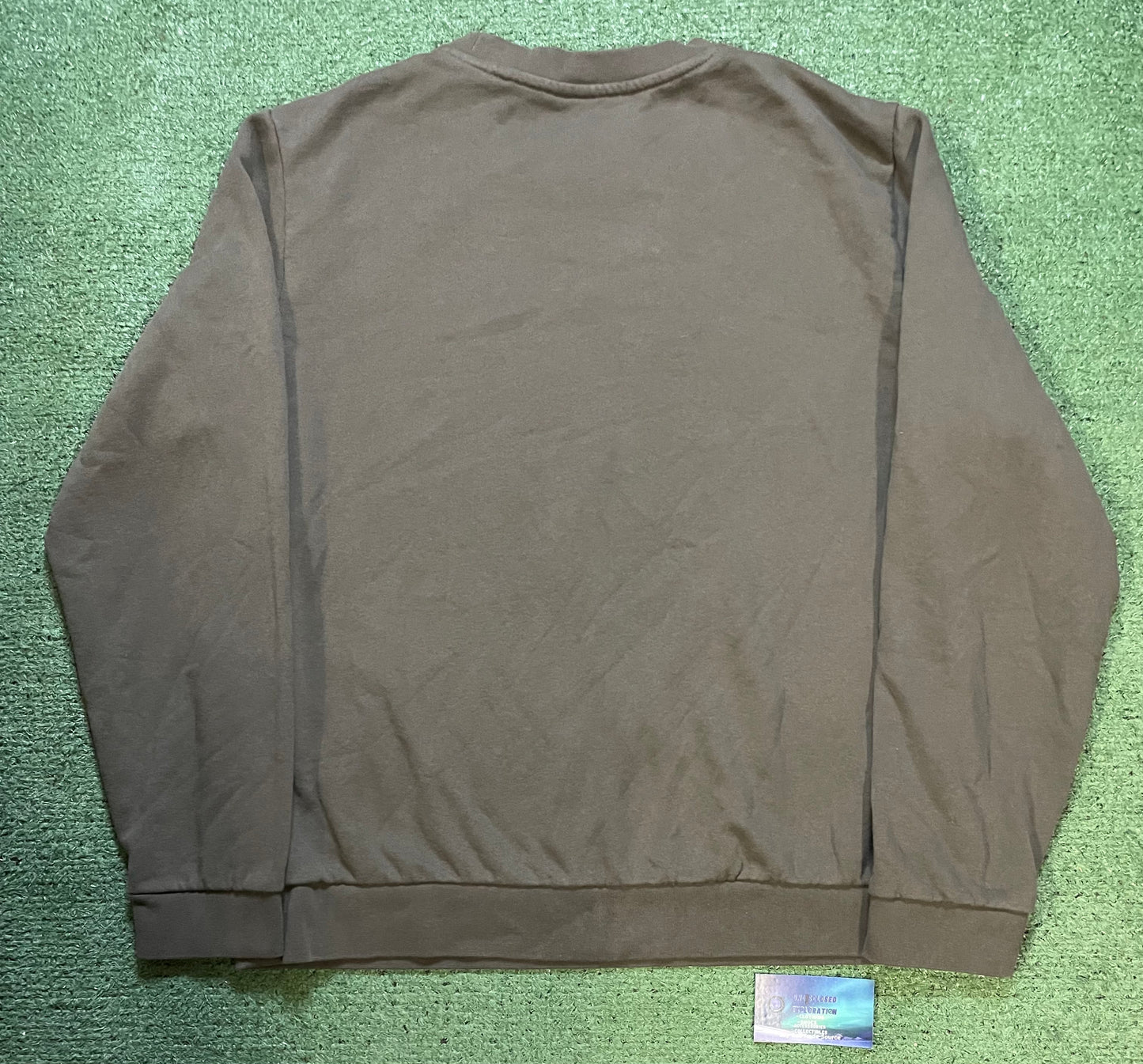 The North Face center logo olive green crewneck