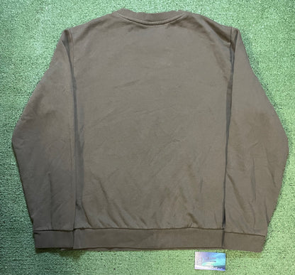 The North Face center logo olive green crewneck