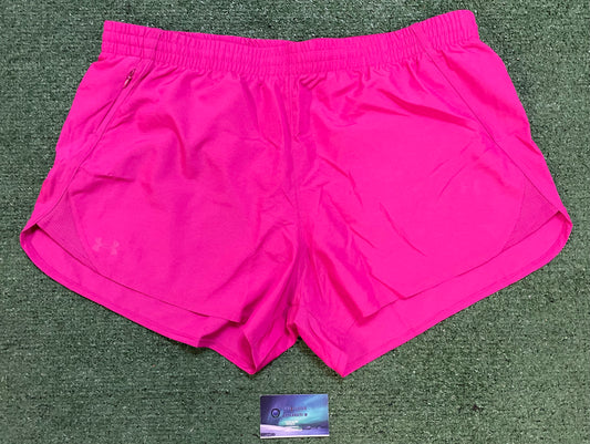 Under armour fly by pink shorts
