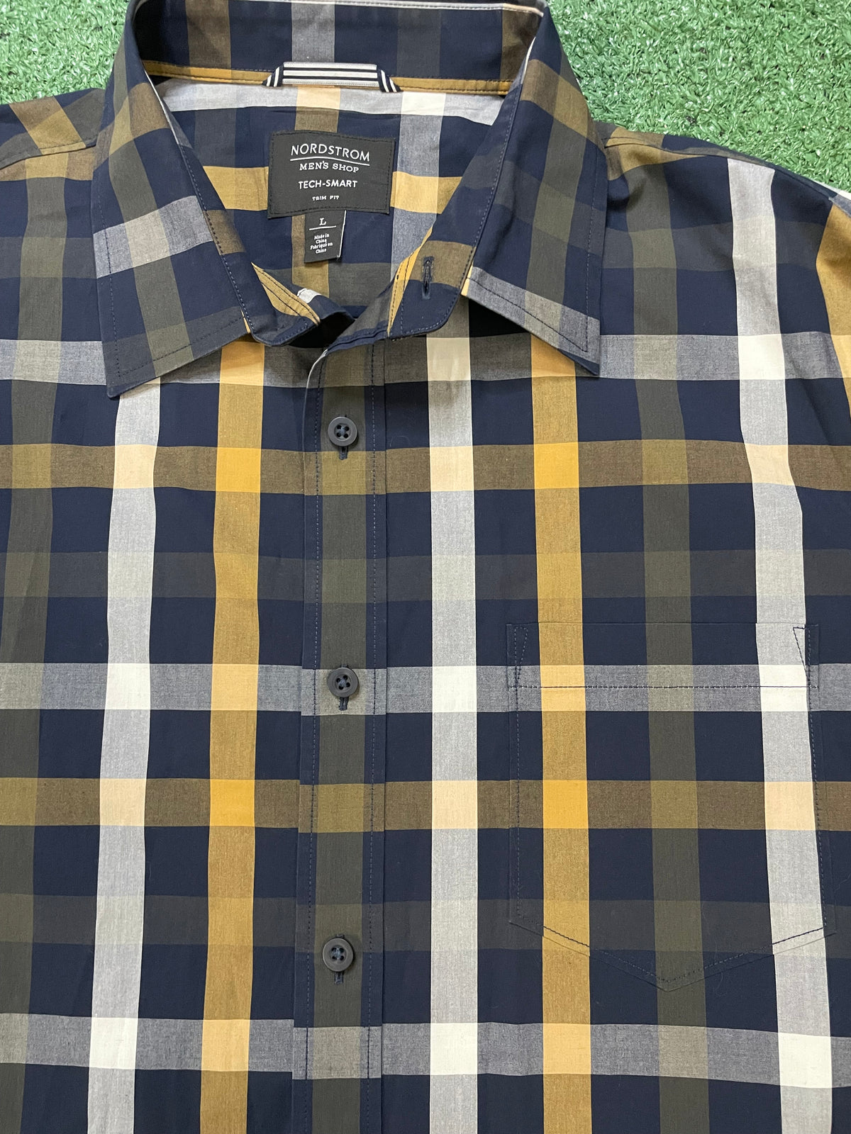 Nordstrom navy striped flannel