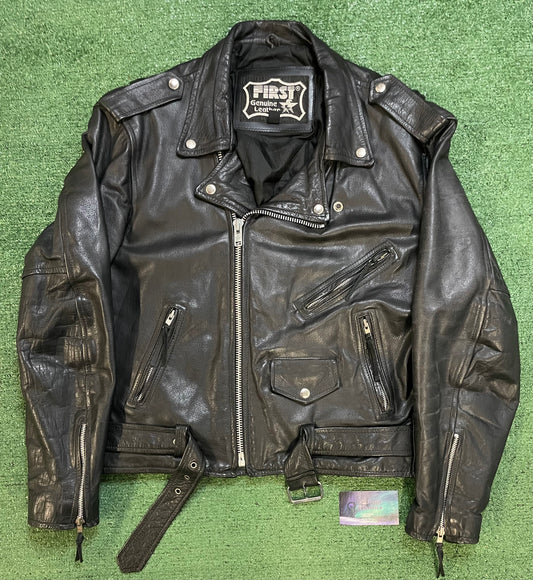 Vintage First Genuine Leather motorcycle leather jacket