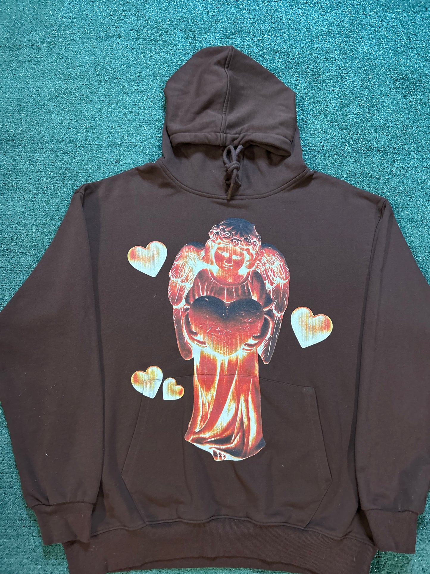 Out of love love me while I’m here brown hoodie