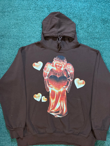 Out of love love me while I’m here brown hoodie