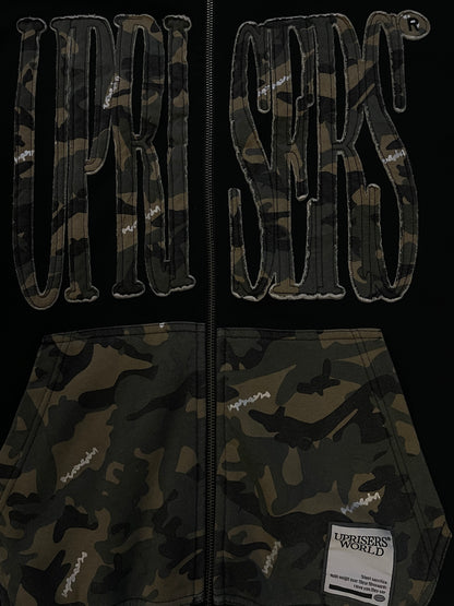 UPRISERS Black Camo Full Zip Hoodie