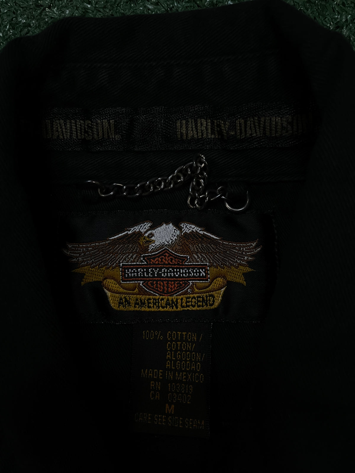 Harley Davidson black & grey button up shirt