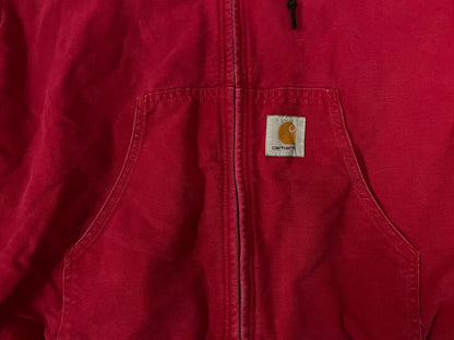 Vintage 2000s Carhartt cherry red hooded jacket