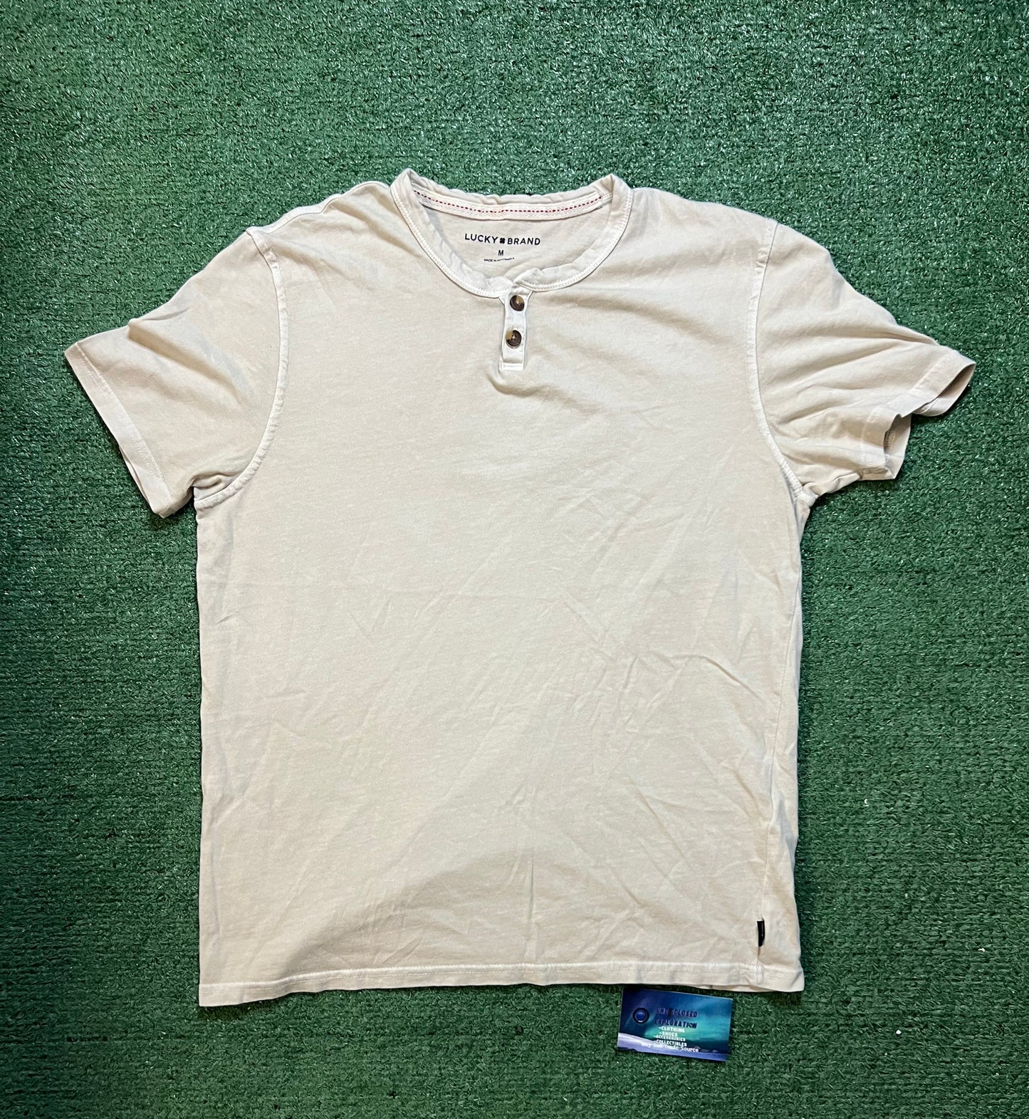 Lucky brand beige short sleeve Henley shirt