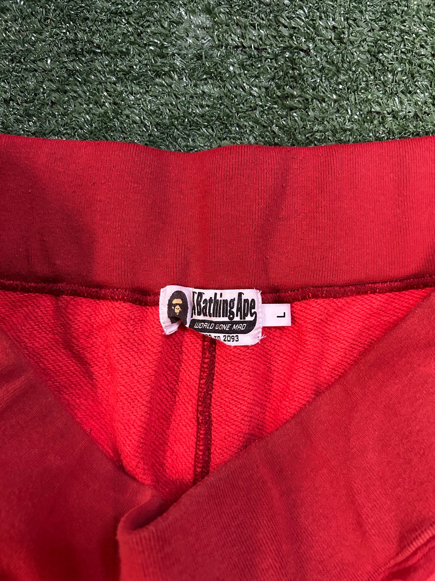 Bape red camo shark shorts