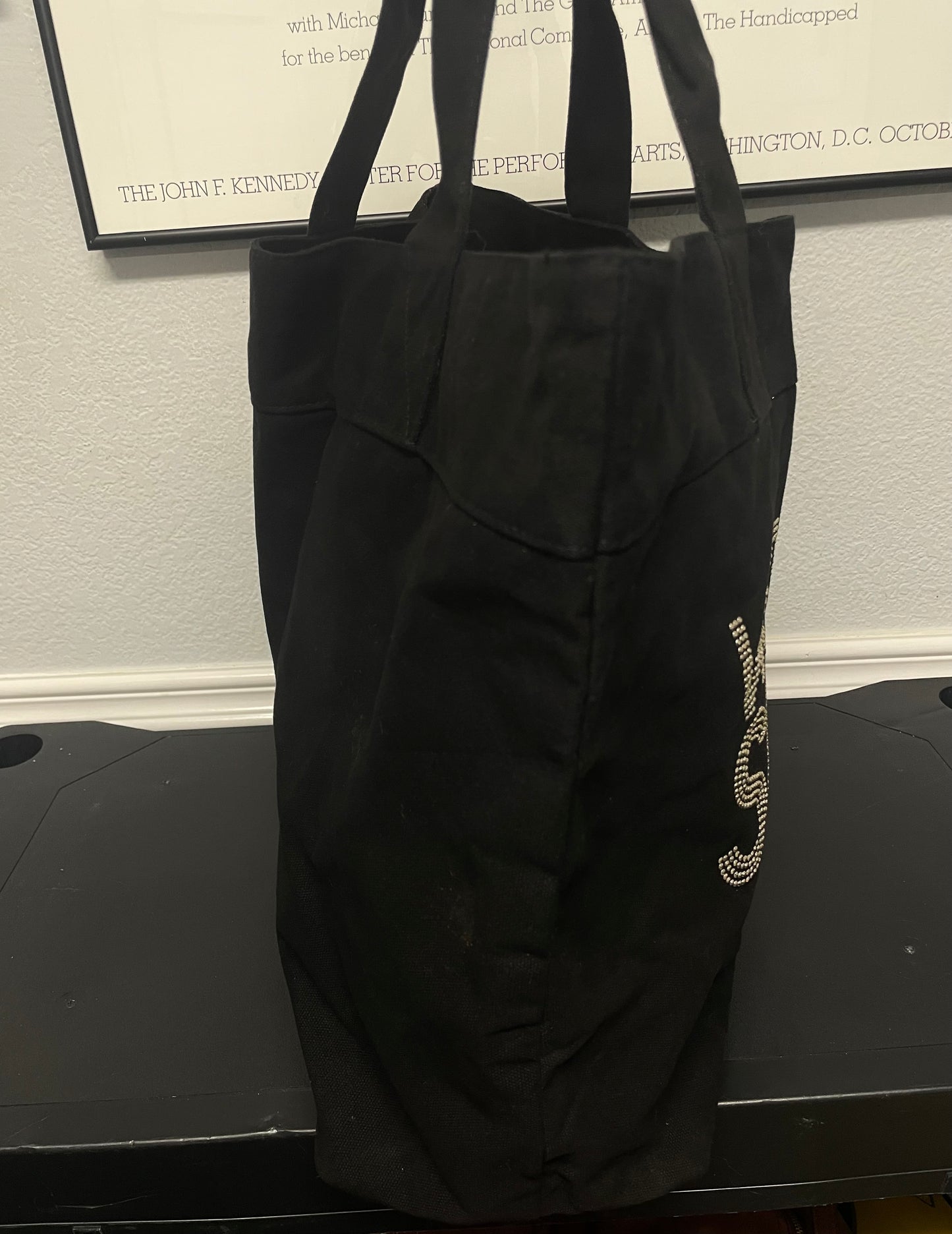 Victoria’s Secret black canvas studded tote bag