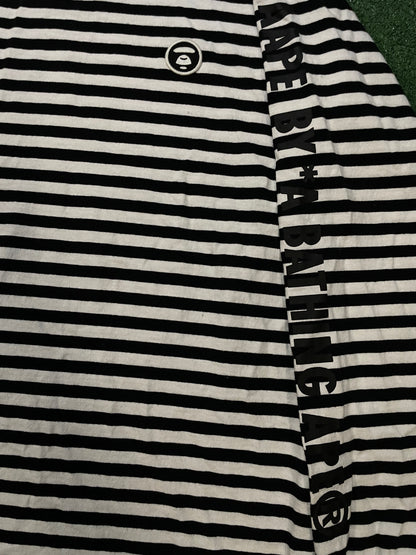 AAPE by A Bathing Ape black and white striped long-sleeve