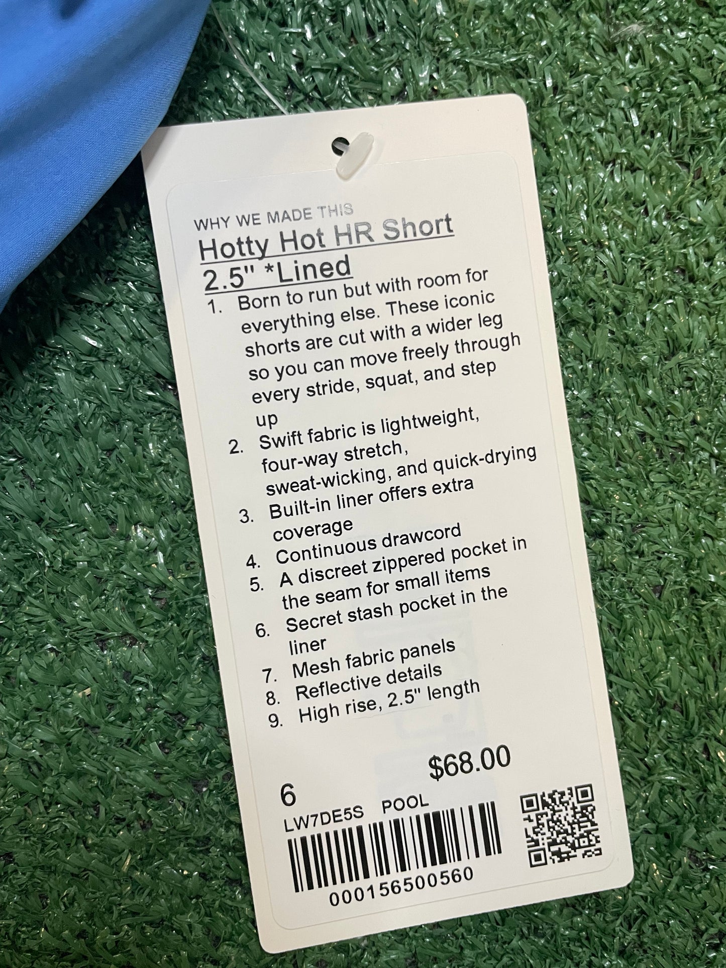 lululemon hotty High rise lined short 2.5 pool party blue