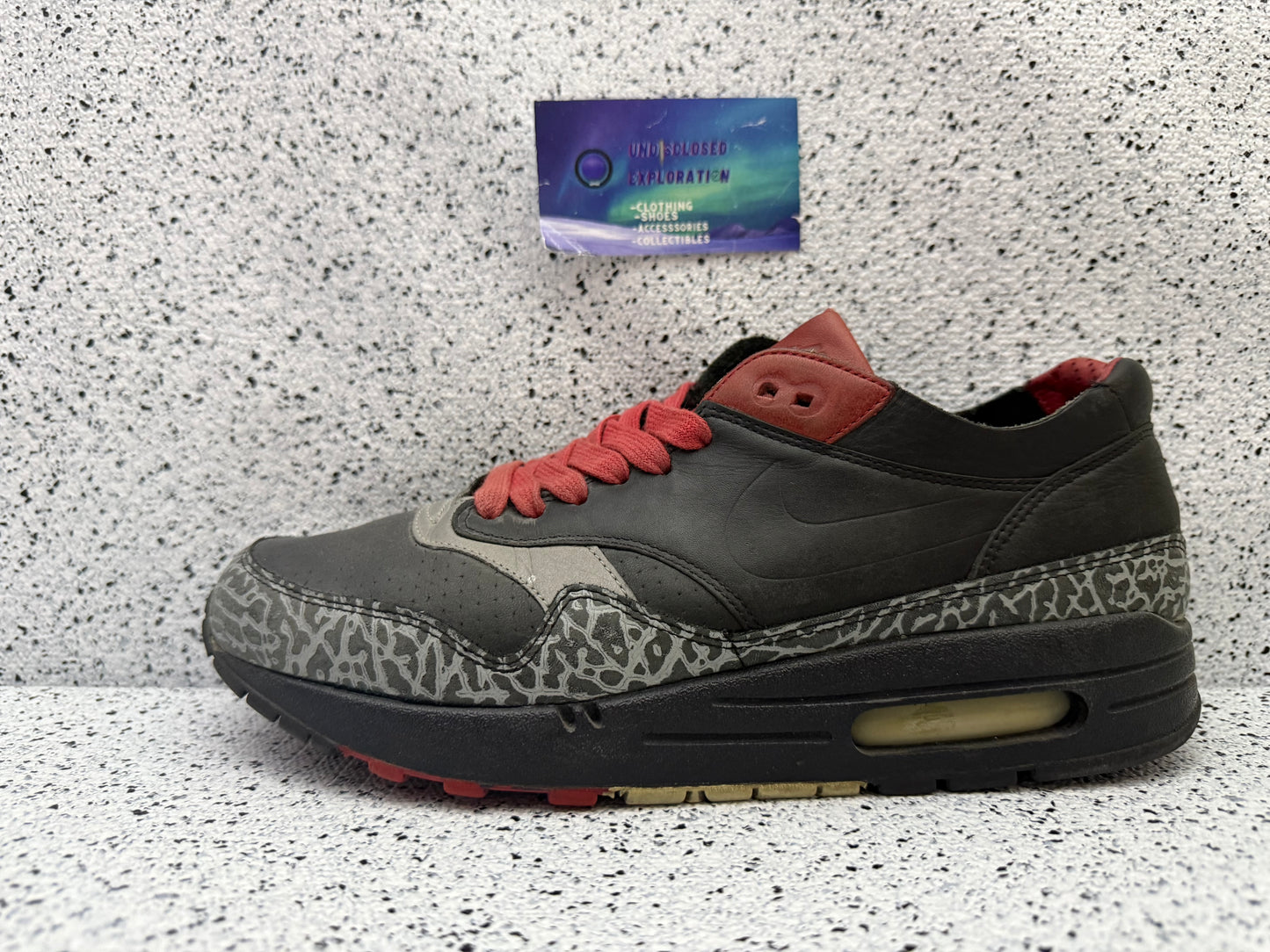 Air Max 1 Premium Elephant Print Black 9.5 Men/11 Women “Preowned”