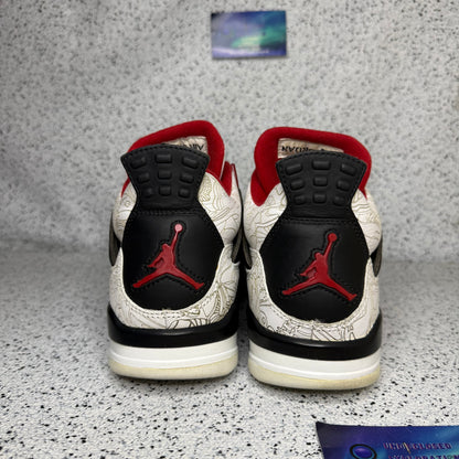 Jordan 4 White Laser Fire Red 9.5 Men “Preowned”