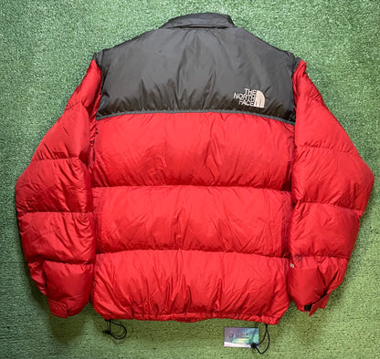 Vintage 1990s The North Face red and grey Nuptse 700 jacket