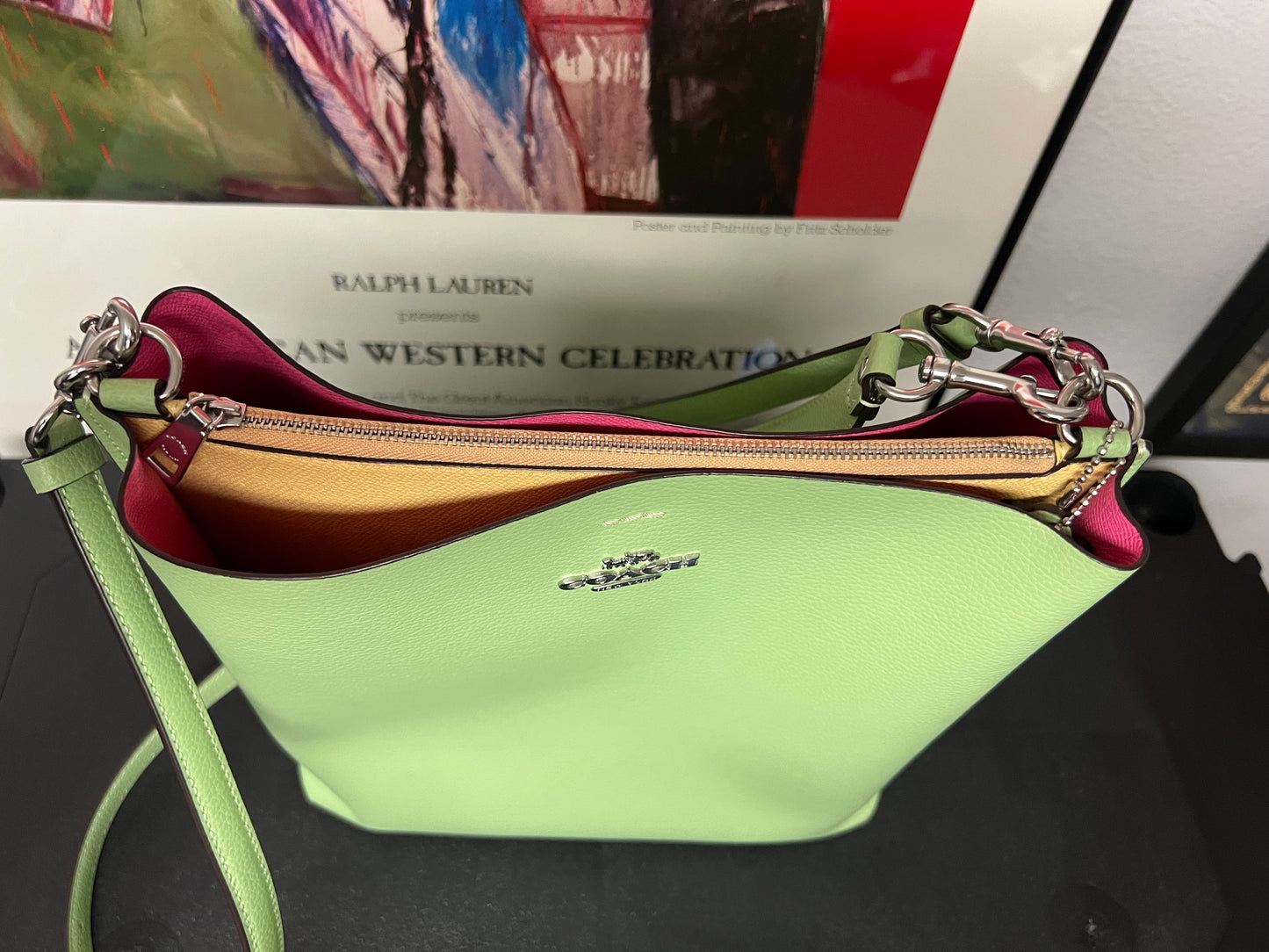 Coach Mollie Bucket Bag 22 in Pale Pistachio leather