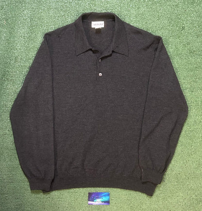 Alfani grey charcoal wool longsleeve polo