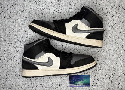 Jordan 1 Mid Satin Grey Toe 9.5 Men/11 Women “Preowned”