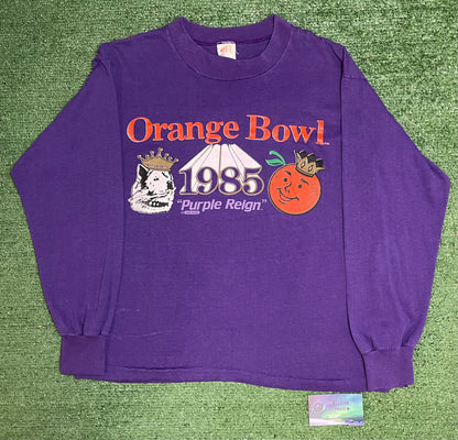 Vintage UW university of Washington 1985 orange bowl purple reign longsleeve tee