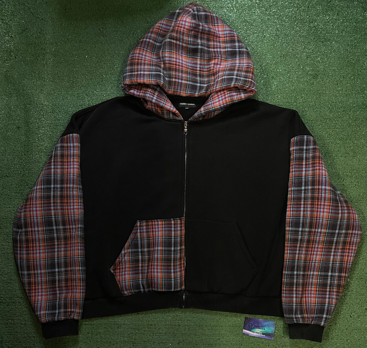 Hidden Season plaid zip up hoodie