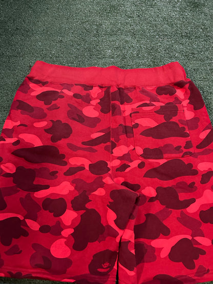 Bape red camo shark shorts