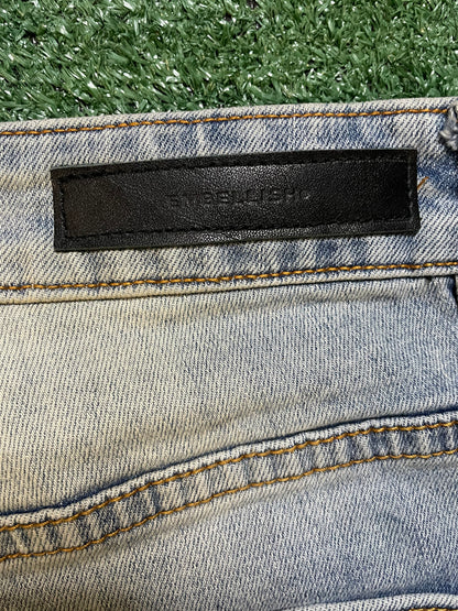 Embellish light wash distressed jeans
