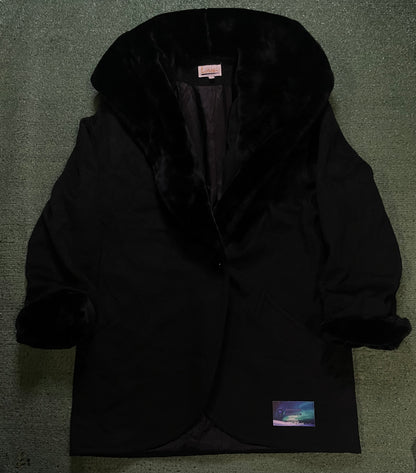 Vintage Lorovi black fur wool coat
