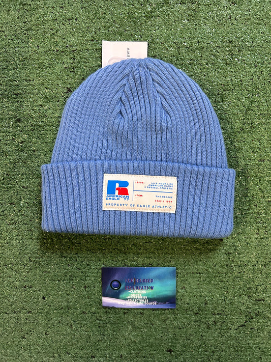 American eagle X Russell light blue beanie
