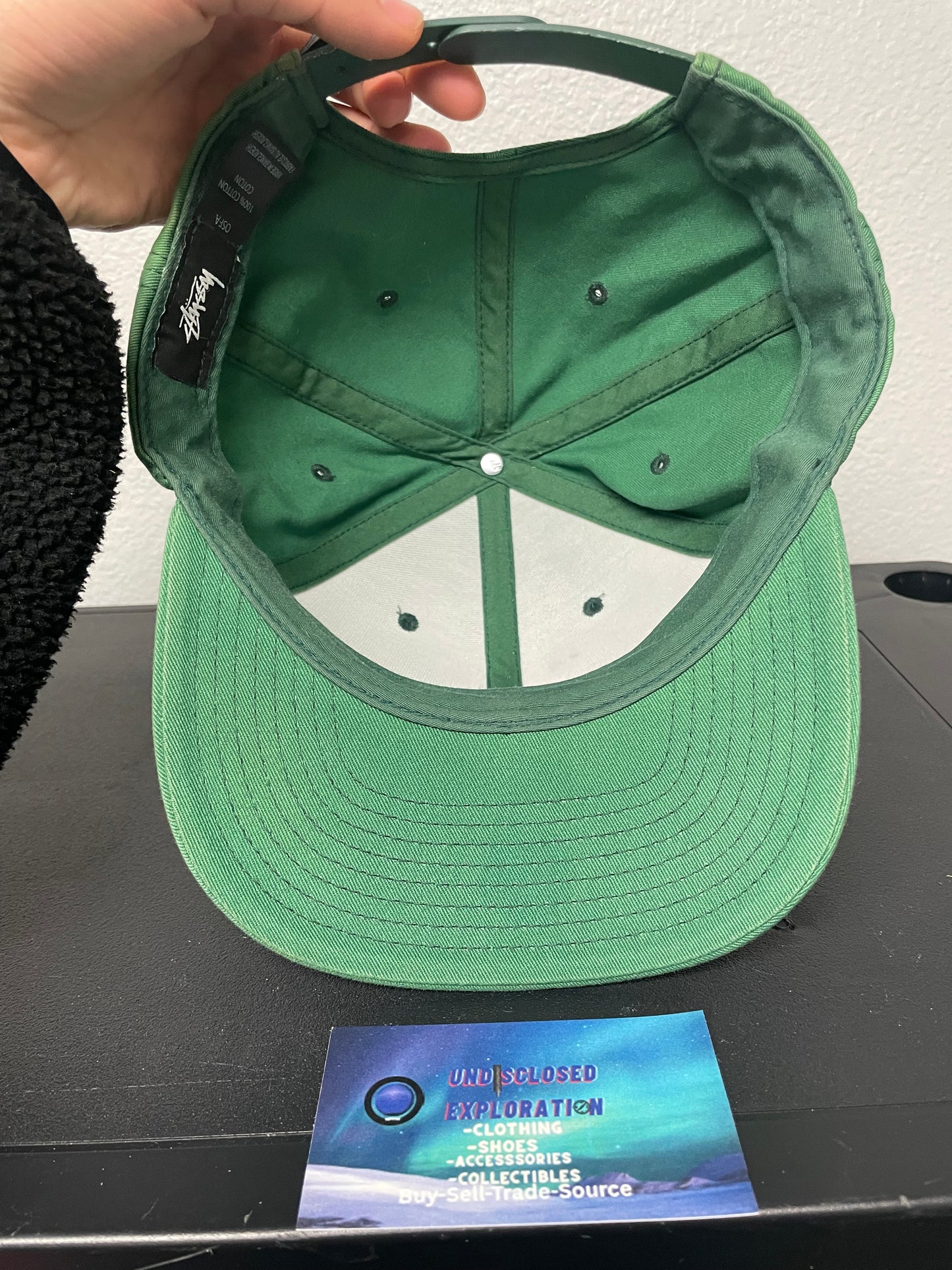 Stussy green and white embroidered hat