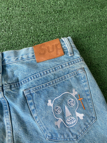 Supreme Clayton Patterson Skulls Embroidered Jean