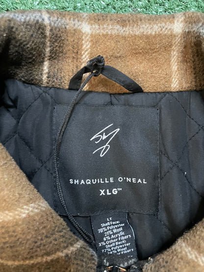 Shaquille O’Neal brown and tall full zip plaid jacket