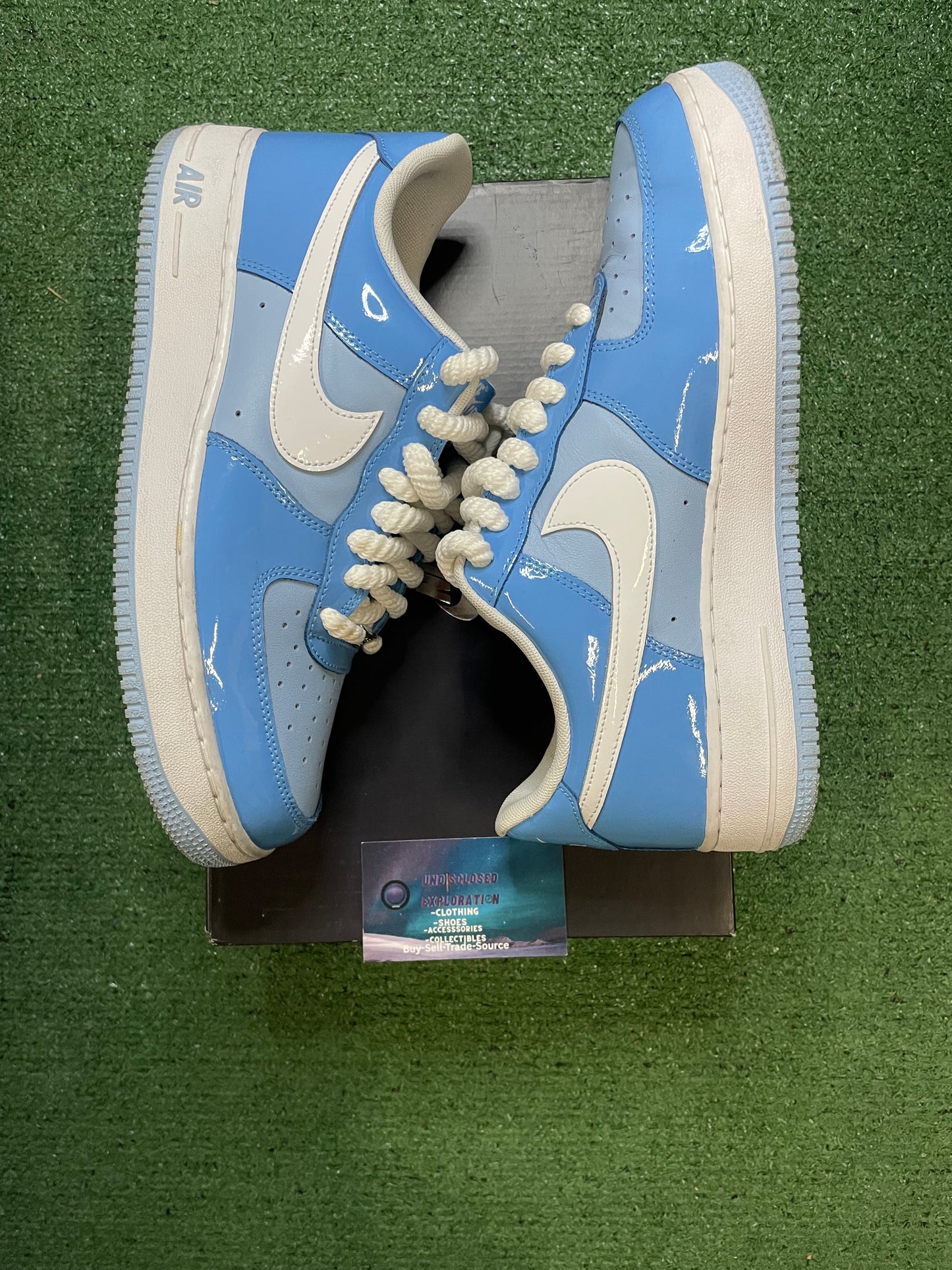 Nike Air Force 1 psychic blue white patent size 9.5men/11women