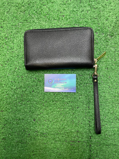 Michael Kors black pebbled leather wristlet