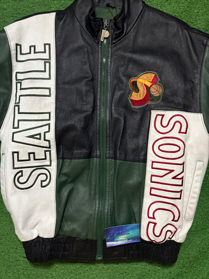 Vintage Seattle SuperSonics Leather Jacket Pro Player