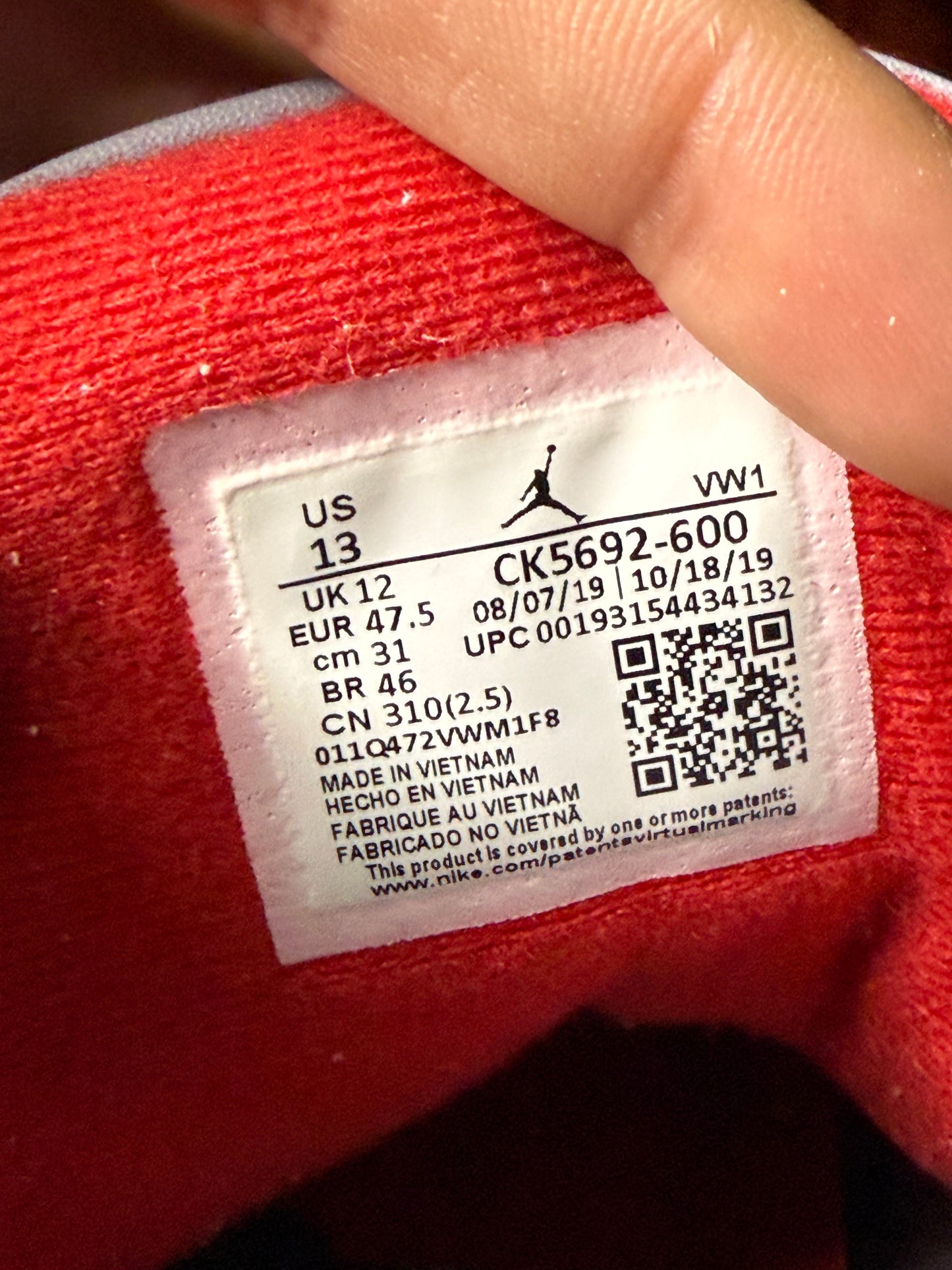 Jordan 3 Red Cement Unite 13 Men/14.5 Women “Preowned”