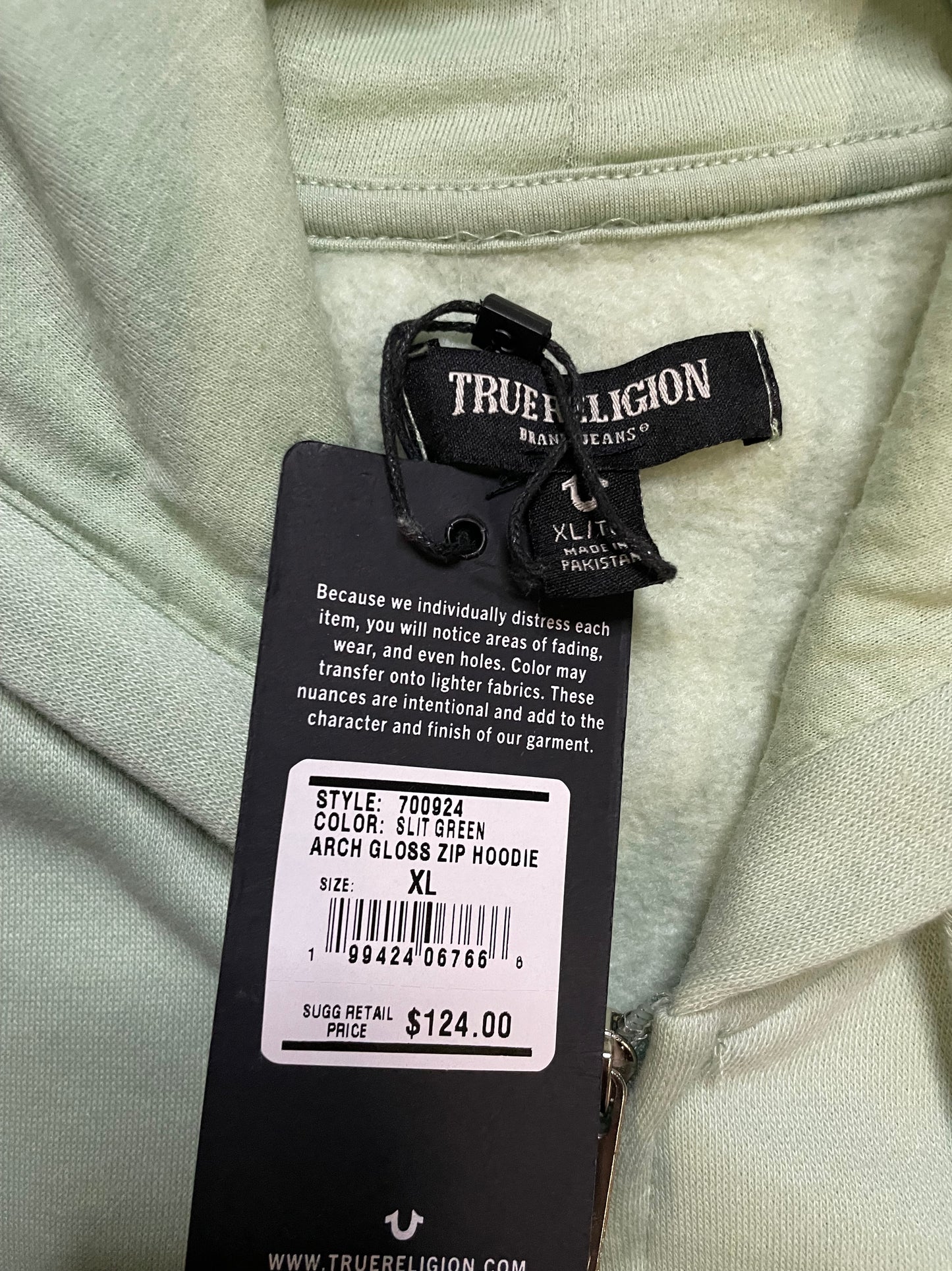 True Religion Slit green arch hoodie