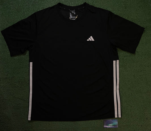 Adidas black & white 3 stripes basic tee